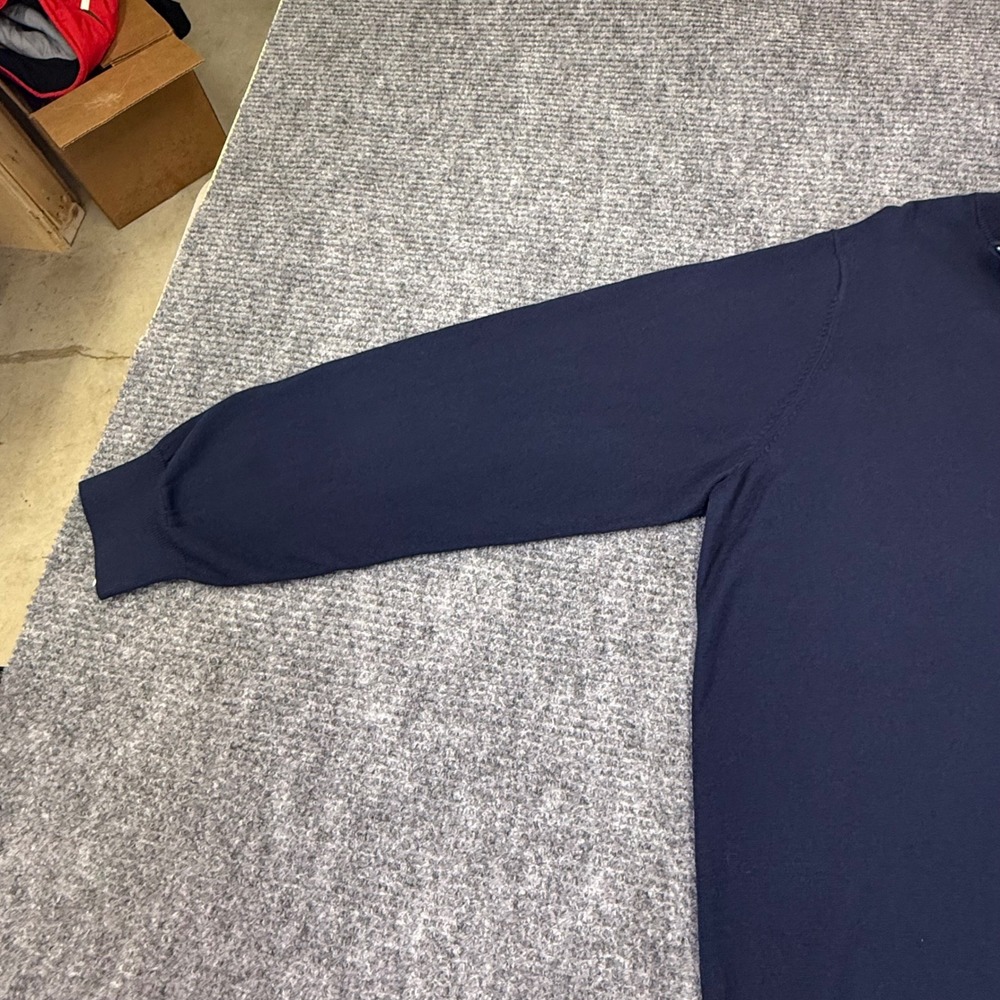 LLBean Mens Quarter Zip Sweater Navy Blue 95 Cotton 5 Cashmere‎ XXL REG  sporty - Picture 8 of 16